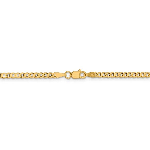 2.3mm 14k Yellow Gold Beveled Solid Curb Chain Necklace, 20 Inch